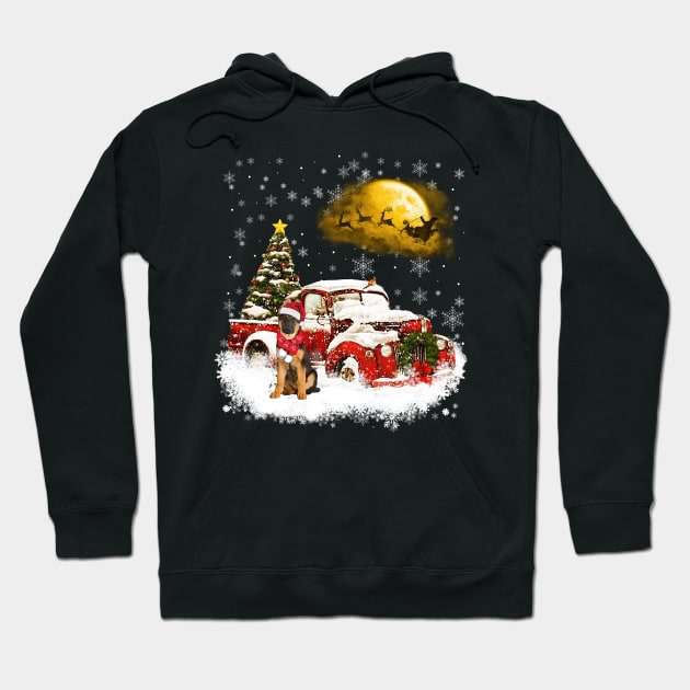 Red Truck Xmas Tree German Shepherd Christmas Hoodie by Benko Clarence